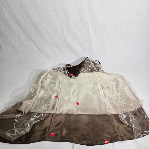 Vintage CACHE 90 Brown-Green Ombré Babydoll Front Split Flowy Formal Gown Size 6 - Picture 12 of 17